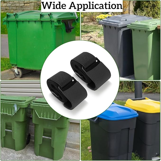 Dicunoy 4 Pack Garbage Can Lids Locks, Adjustable Outdoor Trash Can Straps for Animals, Bear Proof Trash Can Locks for Stop Animals, Squirrels, Dogs and Raccoon Rummaging
