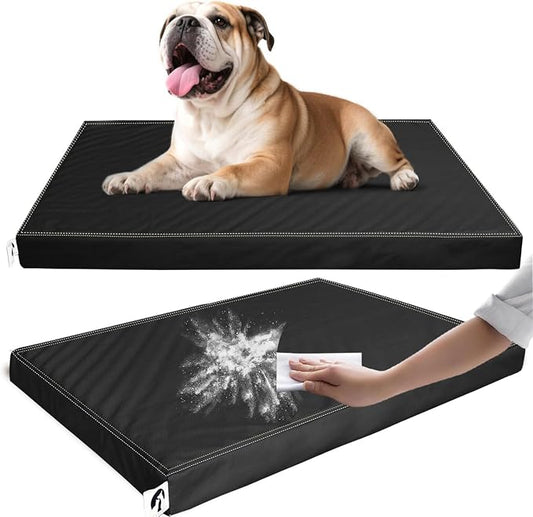 Waterproof Vinyl Leather Dog Bed for Small Dogs, Wipeable Dog Pad, Easy to Clean, Pet Hair Resistant Kennel Bed