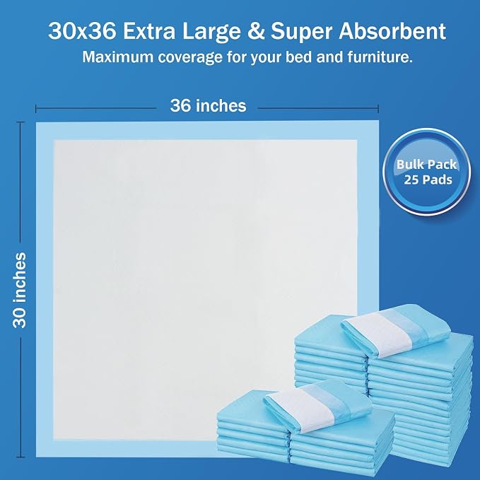 SOFYFINE Bed Pads 30"x36" Thicken Elderly Adults Incontinence Underpads Disposable, Absorbent Chucks Waterproof,XL Extra Large Puppy Pee Training Pad[75 Pads]