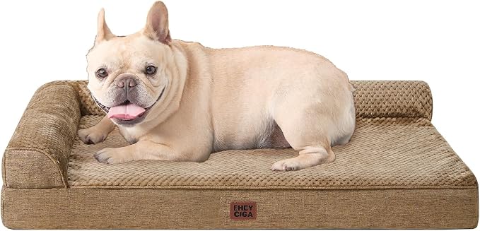 EHEYCIGA Orthopedic Dog Bed Medium Size Dogs, Memory Foam Dog Bed with Washable Removable Cover, Waterproof Pet Sofa Couch for Crate with Nonskid Bottom, 30x20x6, Camel | Small Dog Sofa with Washable Removable Cover, Waterproof Pet Couch for Crate with...
