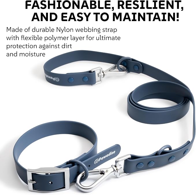 Dog Harness, Collar & Leash Set, Adjustable No Pull Harness with 3 Leash Clips, Waterproof Matching Collar & Leash, Breathable Comfort (Blue, Small)