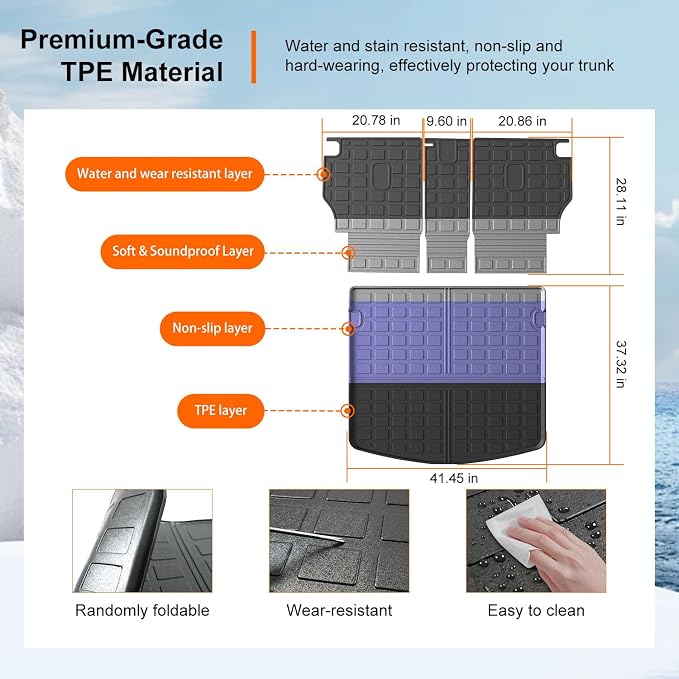 powoq Cargo Mat Compatible with 2023-2025 Mazda CX-5 Trunk Mat TPE Cargo Liner Backrest Trunk Liner Replacement for Mazda CX-5 2023 2024 2025 Accessories