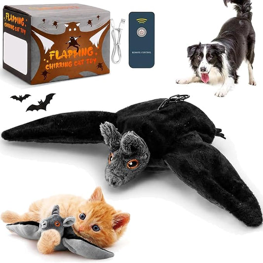 Flying Bat Dog Toy, 2026 New Flying Bat Toy for Dogs, Flapping Wings Interactive Pet Toy with Chirping Engages Cats and Dogs, Detachable USB Rechargeable, Hanging and Ground Play ，Bat：1PCS