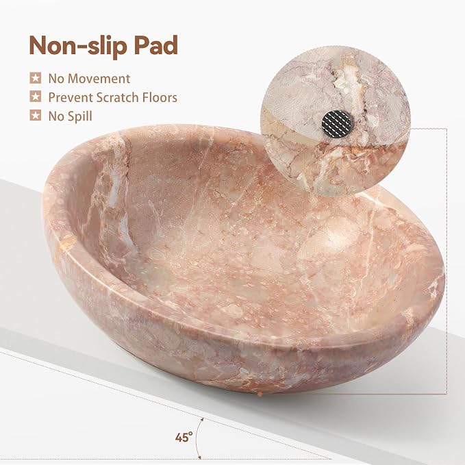 Natural Marble Cat Bowl, Weighted 1.5lb Cat Food Bowl for Cat and Small Dog, Small Animal Pet Food Dish Non-Slip, Shallow Dish for Whisker Fatigue Relief, Premium Red Stone for Home Decor