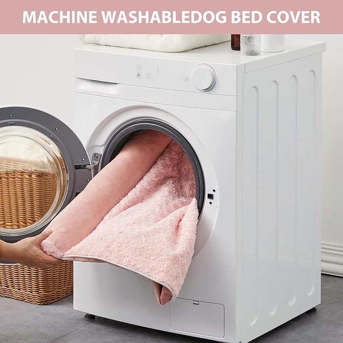 BFPETHOME Orthopedic Washable Large Dog Bed for Senior Dog Comfy Sleep | Waterproof Big Soft Pet Couch Bed for Dogs Relax with Removable Cover Supportive Egg Crate Foam Pink 36x27 Inch