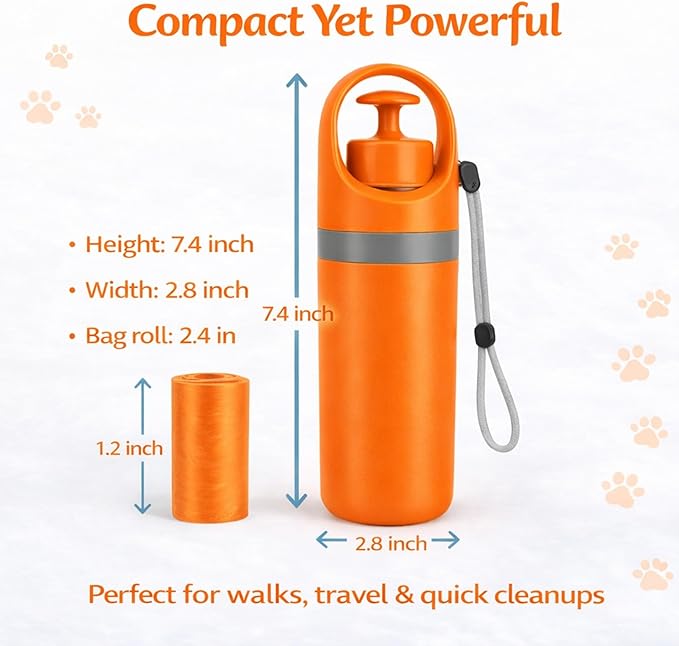 Dog Pooper Scooper for Large Small Dogs - Portable Eco-Friendly Lightweight Poop Scooper for Dogs, Mini Waste Picker for Lawn, Grass, Gravel, and Easy to Carry (7.4 x 2.8in) Orange