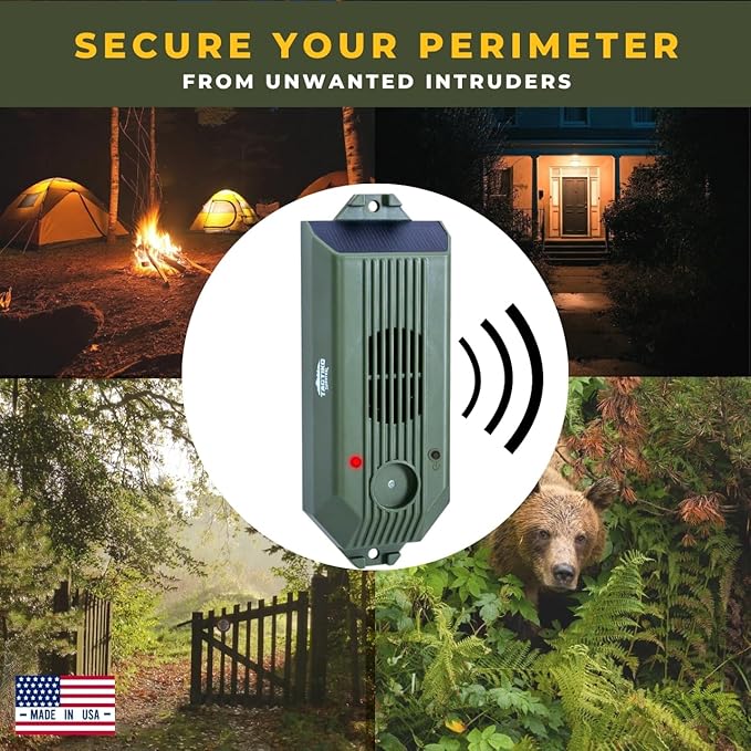 Alarme périmétrique Tactiko Wire Trip 2.0, alarme périmétrique rechargeable 129 dB – Câble de déclenchement en Kevlar de 24 m, solaire/USB, résistant aux intempéries, répulsif anti-ours pour camping, propriété, sécurité domestique (lot de 2)