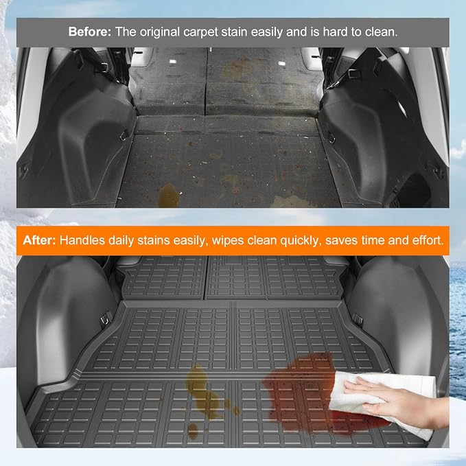 powoq Cargo Mat Compatible with 2019-2025 Toyota RAV4 Backrest Mat Cargo Liner Trunk Mat Back Seat Protector Replacement for 2019-2024 2025 Toyota RAV4 Accessories (Trunk Mat+Backrest Mats)