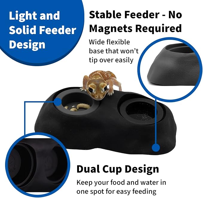Pangea Ultimate Eco Dish, Crested Gecko Food and Water Bowl for Terrestrial Lizards, Durable Silicone Feeding Accessory for Reptile Terrariums 3.125in x 5.5in (Desert Marble)