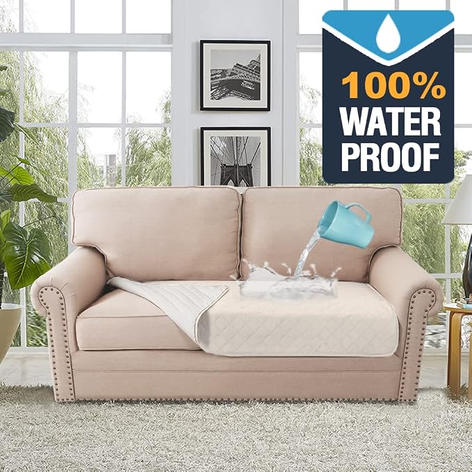H.VERSAILTEX Couch Cover for Dogs Washable 100% Waterproof Sofa Cushion Cover Dog Bed Cover Non-Slip Pet Blanket for Sofa Cushion Protector, 35"x62", Ivory