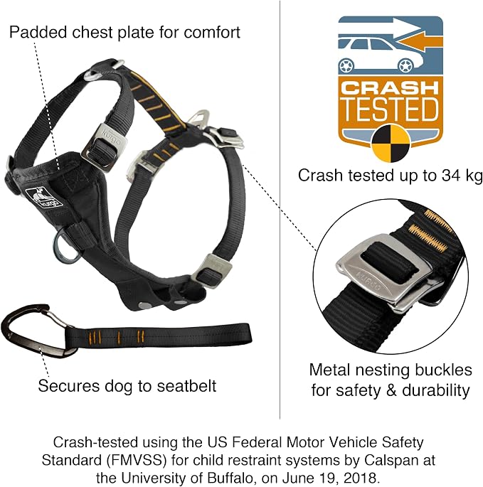 Kurgo Enhanced Strength Tru-Fit Smart Harness, Black, Small