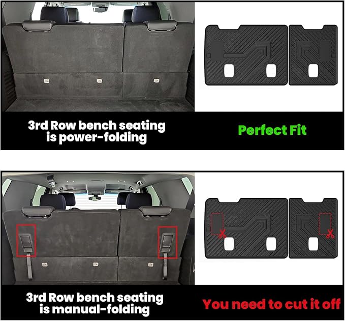 LASFIT Floor Mats & Cargo Liner with Backrest Mat 2015-2020 for 7-Seater GMC Yukon XL(Only Yukon XL, Not Fit Yukon) & Chevy Suburban (Not fit 8/9 Seater), All Weather TPE Custom Fit Car Floor Liner