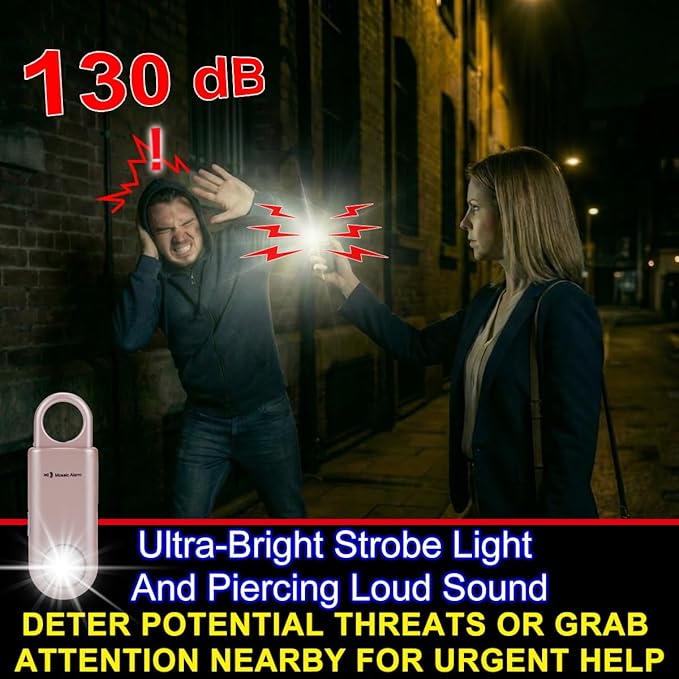 130dB Personal Safety Alarm Ultra Bright Strobe Light. Loud Sound SOS Emergency Alerts. Self Defense Keychain Siren for Women, Children, Night Runners, Hiking. Bear Alarm Deterrent. Aqua