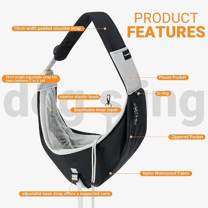 Dog Carrier Sling for Small to Medium Dogs & Cats – Hands-Free Pet Pouch Carrier, Breathable Sling for Walking, Hiking, Travel, Vet Visits