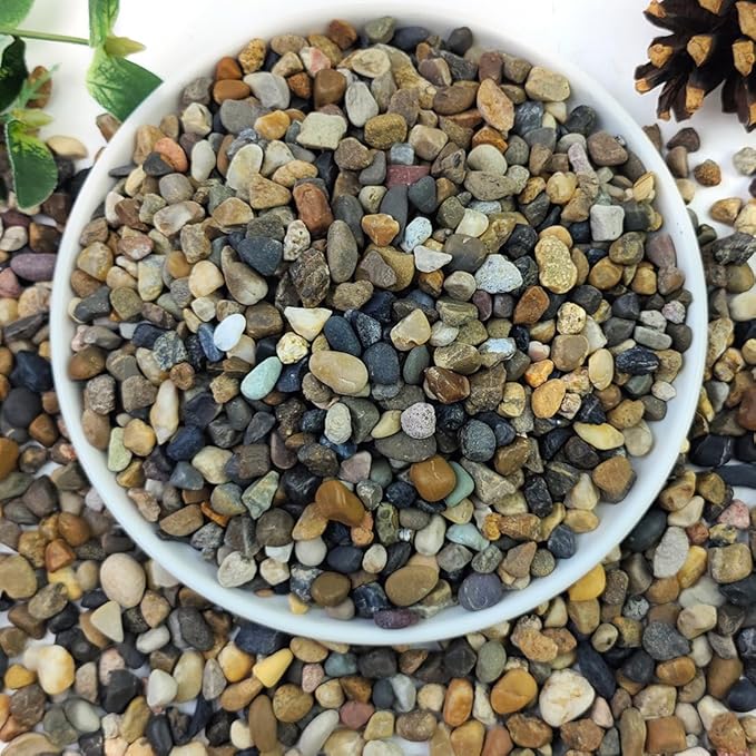 YISZM 10lbs Natural River Rocks, 1/4" Aquarium Gravel Small Rocks for Plants Pea Gravel for Fish Tank, Decorative Pebbles for Gardening, Flower Pots, Vase Fillers, Indoor Water Fountains, Landscaping