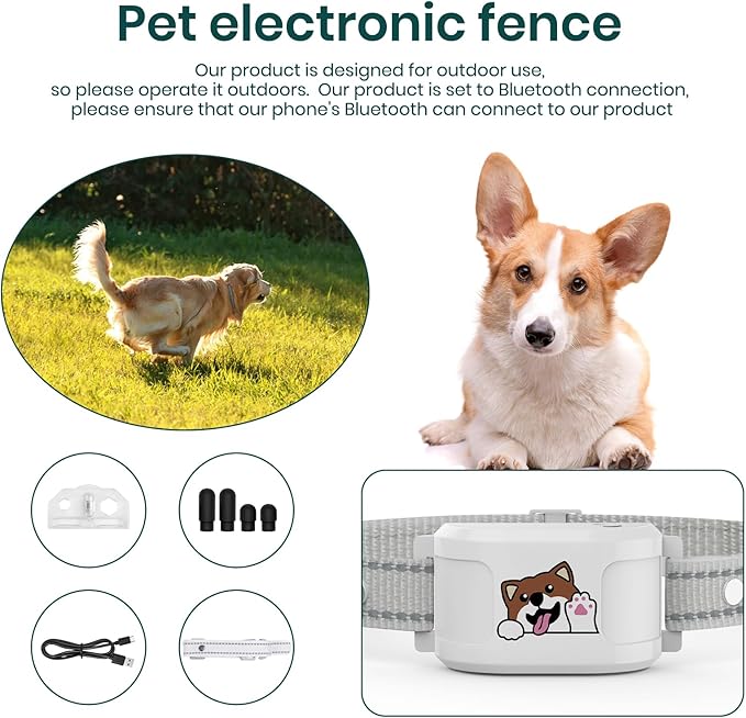 GPS Wireless Dog Fence System with Free App & Training Collar, Waterproof Rechargeable, No Subscription | Invisible Electric Fence for Small Medium Large Dogs Portable Outdoor Large Yard Use