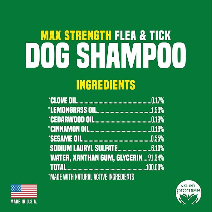 Flick! Max Strength Flea Shampoo for Dogs, Natural Flea and Tick Prevention for Dogs, Safe and Powerful Treatment & Control, Made in USA, 20oz