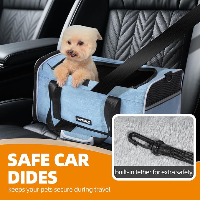 Cat Carrier for Travel, Soft-Sided, Top Loading, Privacy Curtain, to 20 lbs | Medium Pet Carry Bag Anxious Cat, Vet Visits Car Transport, Luggage Sleeve Suitcase Attachable Small Puppy Crate Kennel Blue