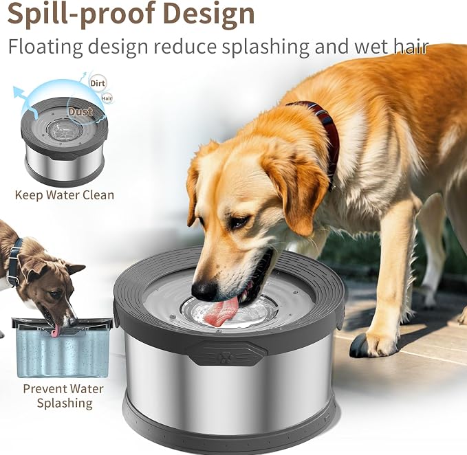 12L Dog Water Bowl No Spill 3.1 Gallon Super Large Capacity Stainless Steel No Splash Dog Bowls 405oz Slow Drinking Feeder with Non-Slip Base Pet Water Dispenser for Dogs