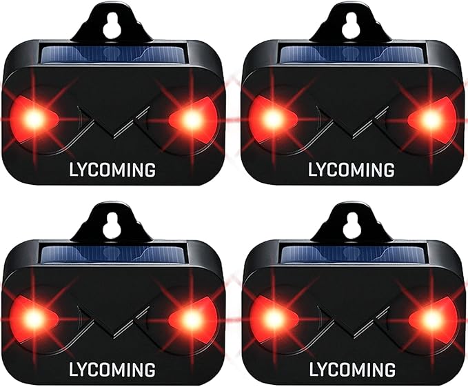 Lycoming Deer Repellent Raccoon Repellent for Nocturnal Animals Solar Predator Control Light Coyote Deterrent Devices with Red Strobe Lights Skunk Repellent for Garden - 4 Pack