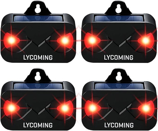 Lycoming Deer Repellent Raccoon Repellent for Nocturnal Animals Solar Predator Control Light Coyote Deterrent Devices with Red Strobe Lights Skunk Repellent for Garden - 4 Pack