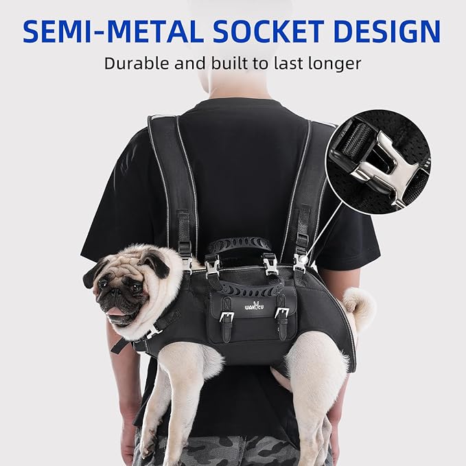 Wakytu Dog Backpack Carrier for Dogs,Dog Lift Harness | Adjustable Padded Breathable Straps for Dogs, Disabled, Joint Injuries, Arthritis,L