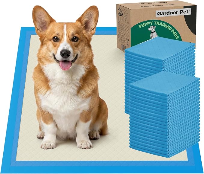 Gardner Pet Ultra Absorbent Thicker Dog Pee Pads Rugular 22"x22" Leak-Proof Odor-Control Small Blue Puppy Training Pads Full Edge-Wrapping Pad for Dogs, Puppies, Doggie, Cats, Rabbits - 50 Ct