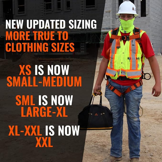 Warthog Comfort MAXX - Safety Harness for Construction – Fall Protection Equipment with Removable Belt and Lumbar Support, Side D-Rings, and Padding, OSHA & ANSI Compliant (S-M)