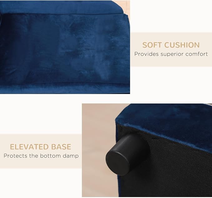 PawHut Luxury Fancy Dog Couch with Hidden Storage, Small Dog Sofa Bed with 2" Soft Foam, Modern Pet Furniture for Puppies & Little Breeds, Blue | Small Dog Sofa Bed with 2" Soft Foam, Modern Pet Furniture for Little Breeds