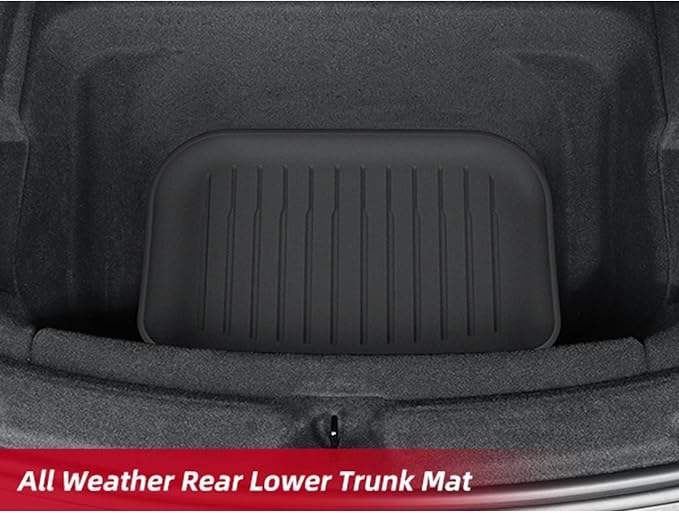 Rear Trunk Lower Storage Mat for 2021-2024 2025 2026 Tesla Model Y Juniper 5-Seats All Weather TPE Rear Frunk Mat Accessories Interior Black
