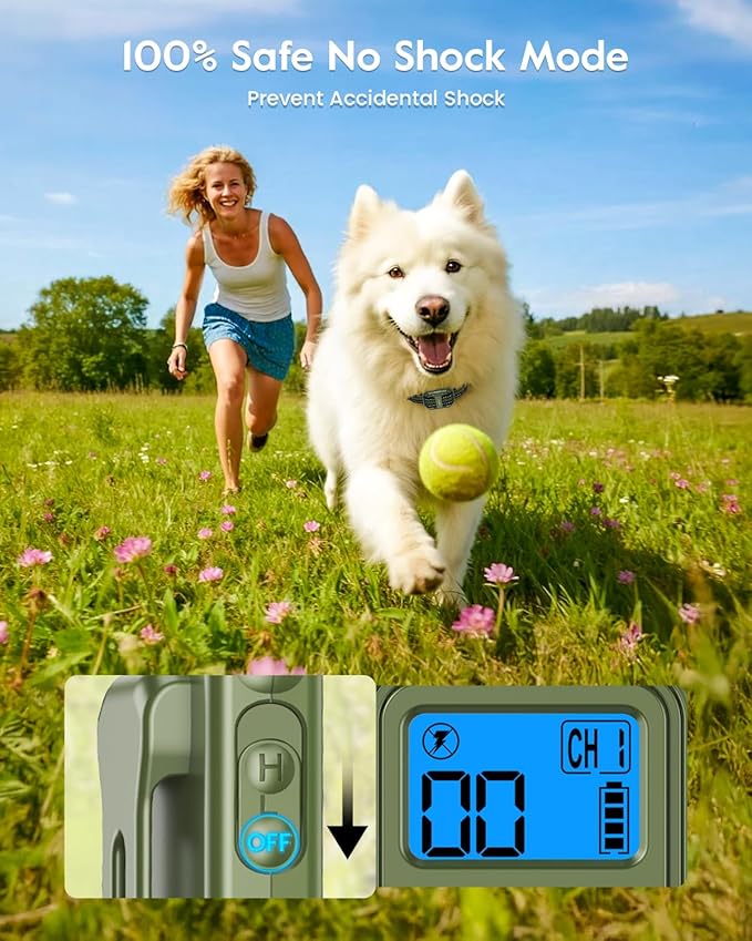 SLOPEHILL Dog Training Collar with 4 Training Modes, 4200Ft Remote Electronic Dog Shock Collar, Electric Shock Collar for Small Medium Large Dogs,Dark Green