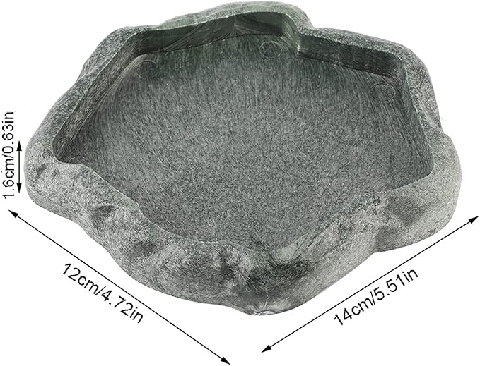AYNEFY Reptile Food Water Rock Bowls,Resin Reptile Feeder Lizard Feeding Dish Amphibian Feeder Bowl Terrarium Decor for Bearded Dragons Leopard Gecko Frog Snake(Emerald