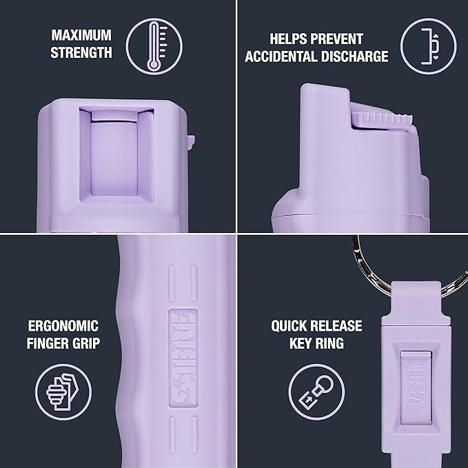 Sabre Pepper Spray - Quick Release Keychain for Easy Carry & Fast Access, Max Police Strength Self Defense OC Spray with UV Dye, 10 Sec. Spray Time, Finger Grip - Faster Aim, 0.54 fl oz,Secure Safety