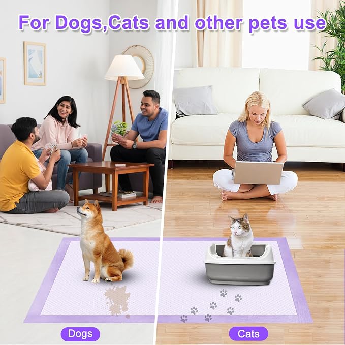 Boscute Lavender Scented Super Absorbent & Leak-Proof Puppy Pads, 36"x36" Odor Control Pet Training Dog Pee Pads, Thicken Quick Dry Pee Pads, Potty Training Pads for Dogs Cats (Lavender Scented)