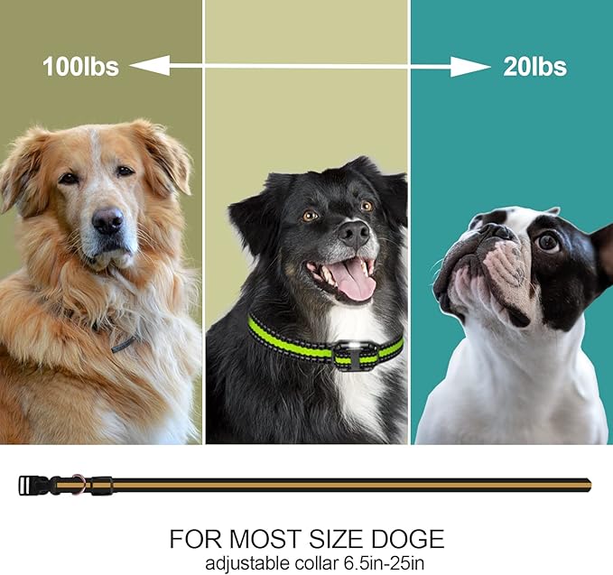 Dog Training Collar with Remote, 3300ft Remote Dog Shock Collar, IPX7 Waterproof Rechargeable E-Collar, 4 Training Modes (Night LED Light，Beep, Vibration, Shock) for Small Medium Large Dogs