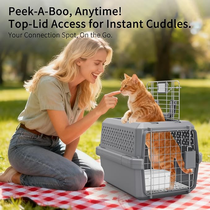 RIZZARI Airline Approved Pet Carrier for Cats & Small Dogs, Travel Crate | Hard-Sided Protection,Secure Locking Door,Excellent Airflow,Comfortable Travel,Lightweight Design