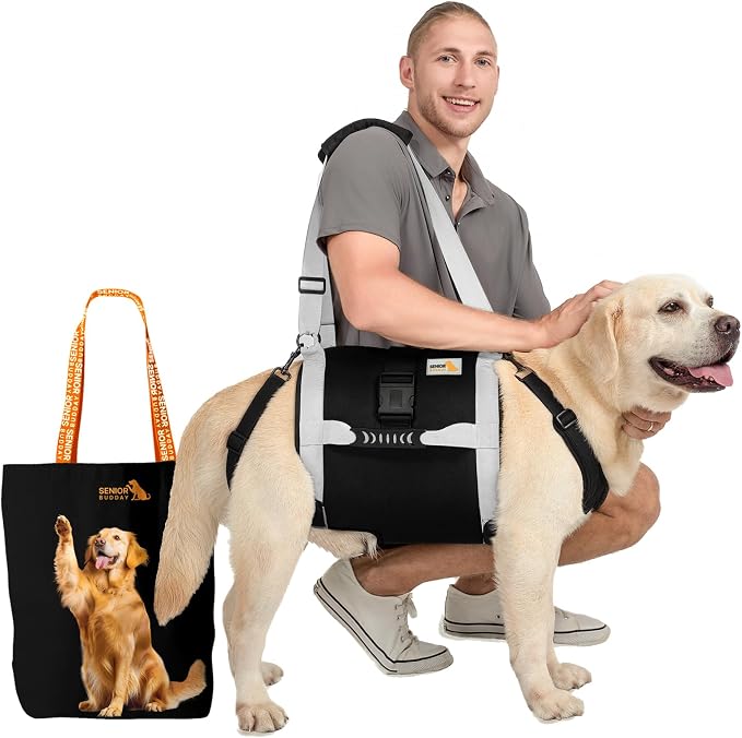 Dog Lift Harness for Large Dogs,Full Body Dog Sling Carrier, Blue, XL | Help Support Big, Elderly Pet with Arthritis, Front/Rear Legs Assistance with Handle, for Lifting Injured Dogs Up Stairs