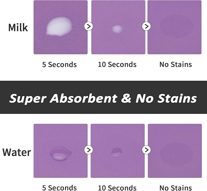 HotLive Dog Food Mat - Absorbent Cat Mat for Food and Water, No Stains Pet Feeding Bowl Mat, Easy to Clean Pet Placemats, Quick Dry Dog Water Dispenser Mat for Messy Drinkers | Paw Purple 24"x36"