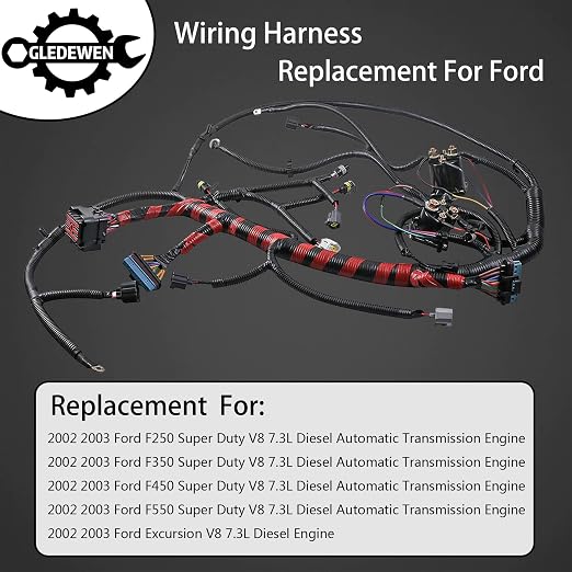 Engine Wiring Harness 7.3 L, Stand Alone Wire Harness, Fits 02-03 Ford F250 | Compatible with 2002 2003 Ford F350 F450 F550 Super Duty, Excursion, F81Z-12B637-FA, F81Z12B637FA, Standalone Wiring Harness