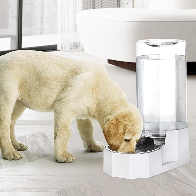Sfozstra 9L Large Dog Water Dispenser: Gravity Design for Multiple Pets | Spill Resistant/No Filter Maintenance/Stainless Steel Bowl/Easy to Clean/Indoor & Outdoor Use