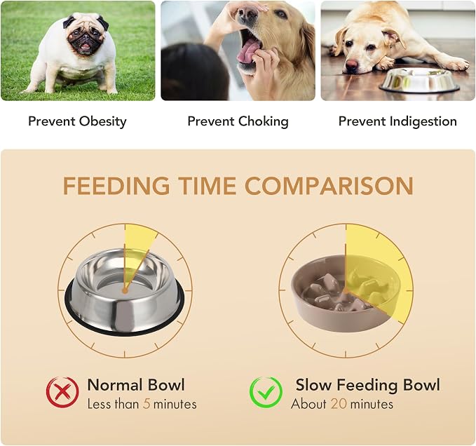 Havniva Dog Bowls Slow Feeder, Ceramic Slow Feeder Dog Bowls for Fast Eater | 1.2 Cups Dog Food Bowl Puzzle Feeder, Slow Feeding Bowls for Small & Medium Breed, Non-Slip Base, Anti-Choking