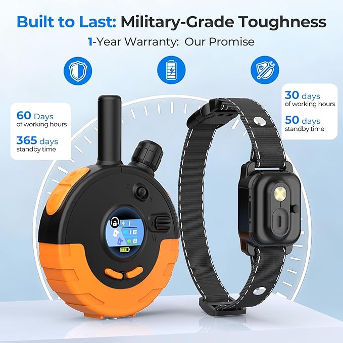 RPZ Dog Shock Collar with Remote Control, Dog Training Collar, E Vibration Collar for Large Medium Small Dogs, 4 Training Modes Rechargeable IPX7 Waterproof 4200FT, Orange