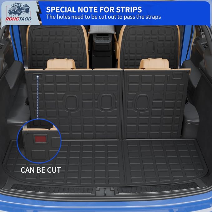 Rongtaod Cargo Mat Compatible with 2020-2025 Hyundai Palisade 7 Seats Trunk Mat Cargo Liner Kick Mat Trunk Liner 2024 Palisade Accessories (2nd&3rd Row Backrest Mats+Trunk Mat)