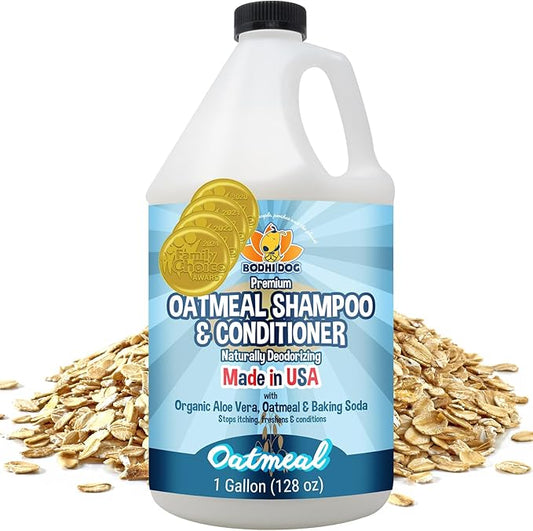 Bodhi Dog Natural Oatmeal Dog Shampoo & Conditioner - Hypoallergenic Formula - Naturally Deodorize Dogs, Cats & Pets - Moisturizes Dry, Itchy & Sensitive Skin - Made in USA (1 Gallon)