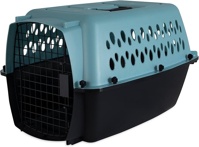 Petmate Fashion Vari Dog Kennel - Portable Crate for Pets 10-20 lbs - Airline-Friendly Pet Carrier - Durable Plastic Shell - For Home and Travel - Made in USA - 24 Inches - Light Blue | Airline friendly travel crate, durable plastic shell, secure carri...