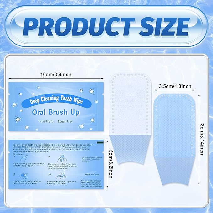 300 Pcs Disposable Finger Brush Teeth Wipes Bulk Finger Toothbrush Textured Surface Deep Teeth Cleaning Finger Wipes Oral Wipes for Adults Teeth Mouth and Dental, Individual Package