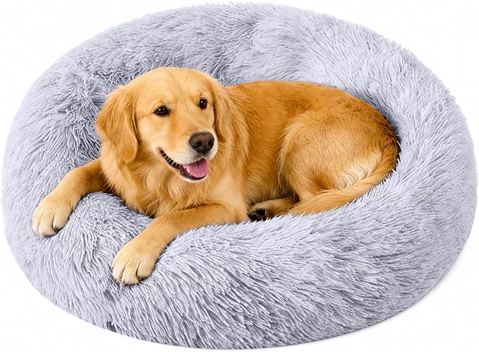 Large Dog Bed, Washable Plush Donut Dog Bed, 36 Inch | Extra spacious plush dog cushion with calming support for large dogs enjoying daily recovery, cozy naps and indoor comfort.
