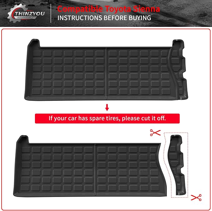 Cargo Mat Compatible with 2021-2025 2026 Toyota Sienna 7&8 Seats Cargo Liner Cargo Mat Trunk Mat Trunk Liner Back Seat Cover 2024 Sienna Accessories (Upgrade Trunk Mat+Backrest Mats)
