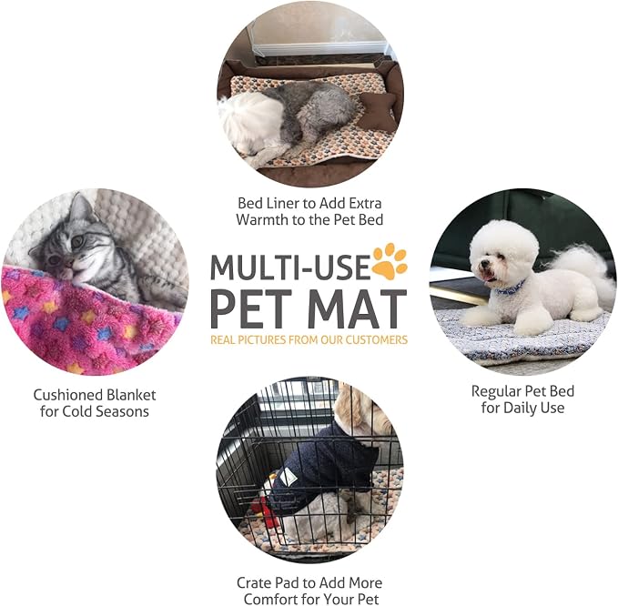 Mora Pets Dog Crate Pad Bed Ultra Soft Pet Mat Star Print Brown 23 x18 Inch | Washable Crate Mat for Small Medium Large Dogs, Reversible Fleece Dog Crate Kennel Mat Flat Cat Bed Liner