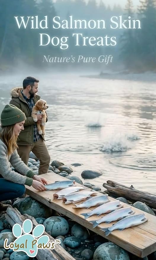 Wild Salmon Skin Dog Treats, USA Made, Freeze-Dried, Heart Health Support, Natural Omega-3, Preservative Free, 4 oz